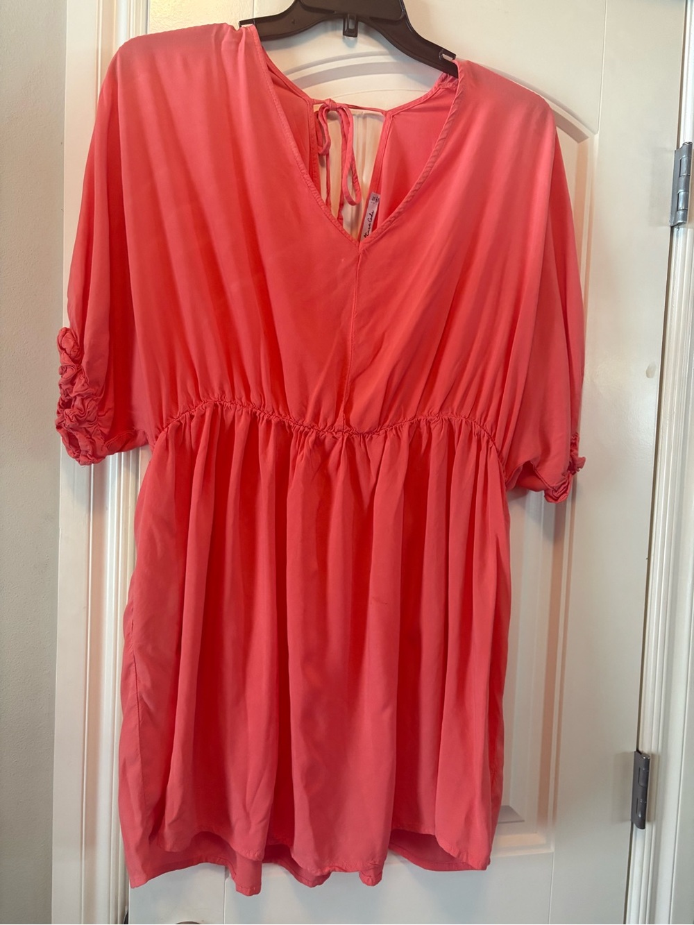 Coral V-Neck Babydoll Tunic Top